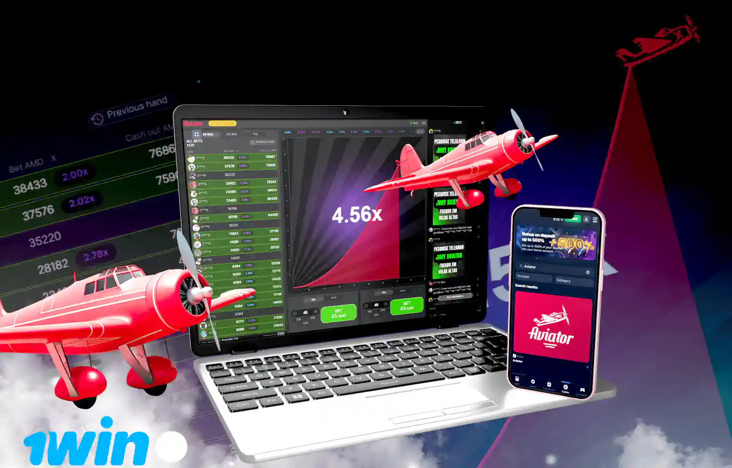 Juego Aviator 1win Colombia